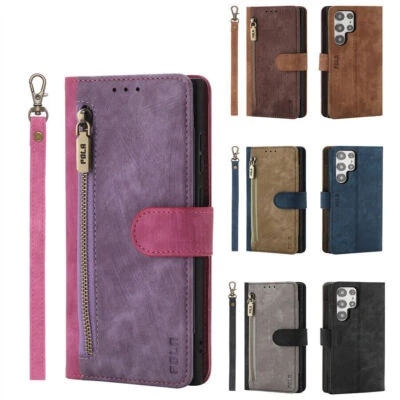 Funda tipo billetera con cremallera para teléfono Samsung A7 A8 A5 M62 M32 J6 J4 J3 M31  Foto 1 de 4