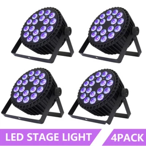 4Pcs SHEHDS LED Flat Par 18X18W RGBWAUV Par Stage Lights DJ Disco Aluminum Alloy - Picture 1 of 18