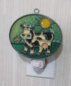 BLUE COW SCENE NIGHTLIGHT (ANIMAL SUNCATCHER LIGHT) - Picture 1 of 1