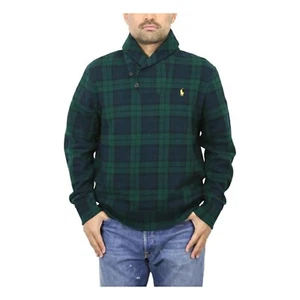 Polo Ralph Lauren Para hombres Chal Cuello Pullover Sudadera Suéter Tartán Cuadros - Imagen 1 de 3