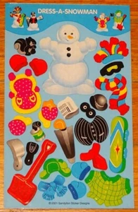 VINTAGE SANDYLION MAXI KROMEKOTE DRESS-A-SNOWMAN STICKERS SHEET - Picture 1 of 2