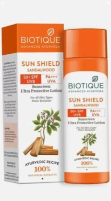 BIOTIQUE SUN SHIELD SANDALWOOD SUNSCREEN ULTRA PROTECTIVE LOTION SPF50+ 120mlX 1 - Image 1 of 2