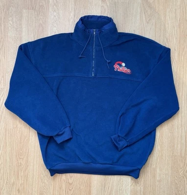 Vintage Philadelphia Phillies Blue Fleece 1/4 Zip Pullover Sweatshirt - Image 1 of 4