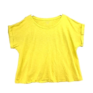 Eileen Fisher T Shirt Womens Small Cropped Yellow Casual Minimalist - Picture 1 of 9