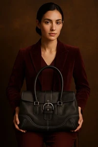 Coach Hampton Soho Satchel Handtasche schwarz geschmeidiges Leder Luxus schick zeitlos - Bild 1 von 11