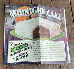 Vintage 1942 Halloween Witch Midnight Cake Brochure  - Advertising Recipe Rare - Picture 1 of 6