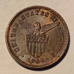 PHILIPPINEN 1904 (P) BRZ Half Centavo KM-162 A SCHÖNHEIT !!! Ppd-USA - Bild 1 von 2