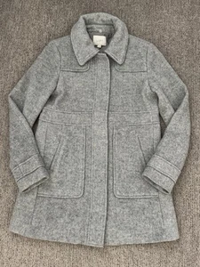 Ann Taylor Loft Damen S Full Zip Wollmischung Pea Coat Jacke Tweed Grau - Bild 1 von 8