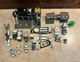 LEGO City Police Lot INCOMPLETE Stations Plane Trucks Boats Vehicles Parts