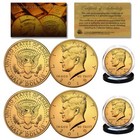 2025 24K GOLD Clad JFK Kennedy Half Dollars 2-Coin Set P&D MINT w/COA & HOLDERS