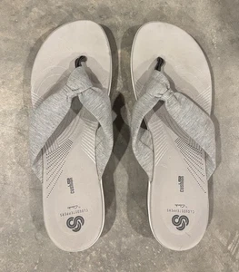 Clarks Cloudsteppers Women's Arla Glison Flip Flops Gray Fabric Sz 11 M Sandals - Picture 1 of 6