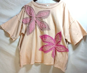 Oli & Hali Flowers For You Top M Blush Pink Textured Knit Oversized Pockets - Picture 1 of 12
