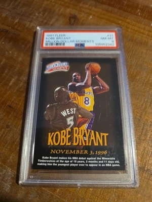 VTG 1997-98 Fleer Million Dollar Moments Kobe Bryant Card #31 Psa 8 - Image 1 of 3