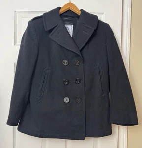 Abrigo de lana Guisante Colección Quarterdeck Militar Auténtico Negro Mujer 12S Marina de los Estados Unidos - Imagen 1 de 9