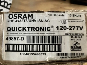 Neu Karton mit 10 Quicktronic 120-277V QHE 4x32t8/UNV ISN-SC Vorschaltgeräten - Bild 1 von 1