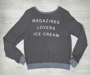 Neu Wildfox Gr. L Zeitschriftenliebhaber Eispullover Baggy Strandpullover grau - Bild 1 von 4
