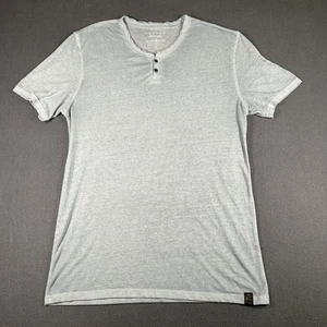 Lucky Brand Shirt Mens Medium Blue Venice Burnout Henley Lightweight Casual Tee - Picture 1 of 9