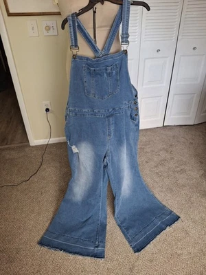 Mono con tirantes Ashley Stewart acampanado azul envejecido para mujer talla grande 24 retro Foto 1 de 4