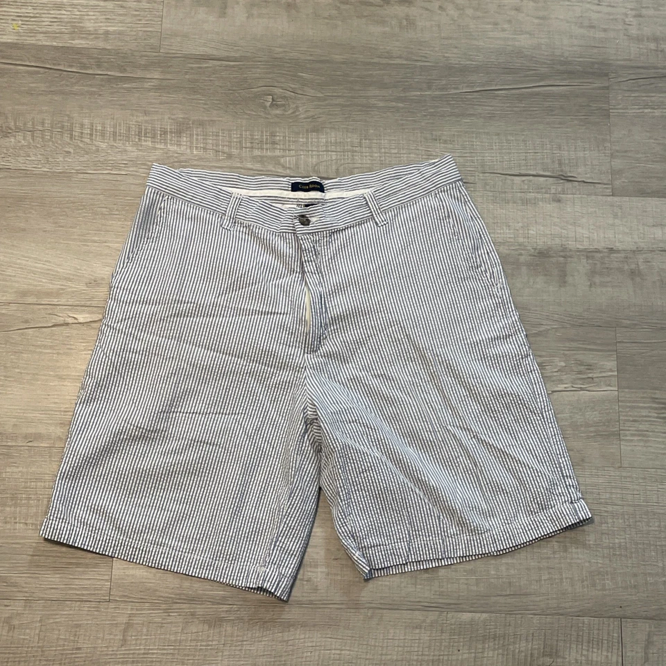 Pantalones Cortos Club Room Seersucker Para Hombres 33w Azul Blanco Preppy Chino Barco de Golf Foto 1 de 4