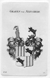 1820 - von Seinsheim Wappen Adel coat of arms heraldry Heraldik Kupferstich - Bild 1 von 1