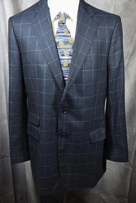Blazer Brooks Brothers Regent 44L Azul Marino Seda Lana Ventana Hecho en Italia Foto 1 de 4