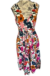 Robe sans manches Donna Morgan taille 6 fleurie midi cravate poches taille colorée - Photo 1 sur 7