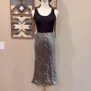 Vintage Ralph Lauren Collection Metallic Crinkle Pencil Skirt size 4 - Picture 1 of 14