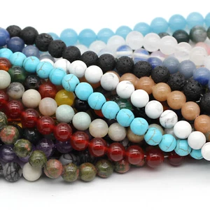 Wholesale Natural Gemstone Round Spacer Loose Beads 4mm 6mm 8mm 10mm 12mm - Picture 1 of 50