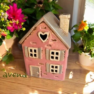 Pink Village Pottery Garden House Ceramic Tea Light Holder 16cm - Picture 1 of 4