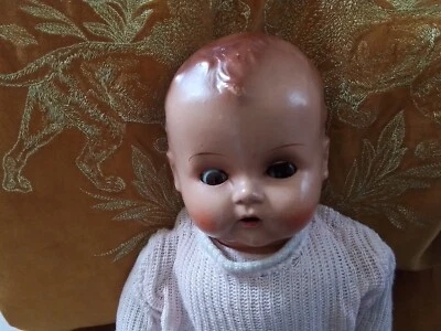 Ancien poupon corps en tissu.    Ancien 1940/45.     A expertiser et à restaurer - Photo 1/4