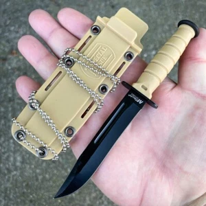 6" MTECH Military Kabai Tactical Fixed Blade Combat Neck Knife w/ Chained Sheath - Picture 1 of 4