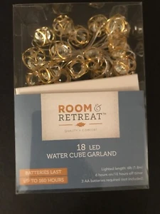 Room & Retreat 18 LED Gold Water Cube Garland / Battery / 160 Hours / With Timer - Picture 1 of 6