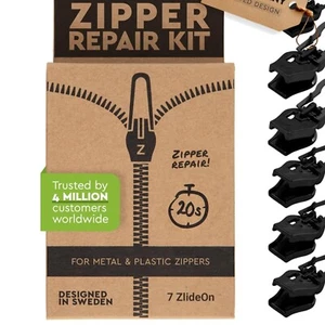 Multipack of 7 Black Zipper Pulls - Universal Fit for Effortless Maintenance - Picture 1 of 11
