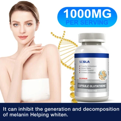 Glutathione Whitening Capsules 1000mg Skin Lightening Dark Spots Remover - Image 1 of 4
