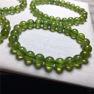 Pulsera de cristal con cuentas de espodumeno verde natural AAA 8,5-7,5 mm - Imagen 1 de 5