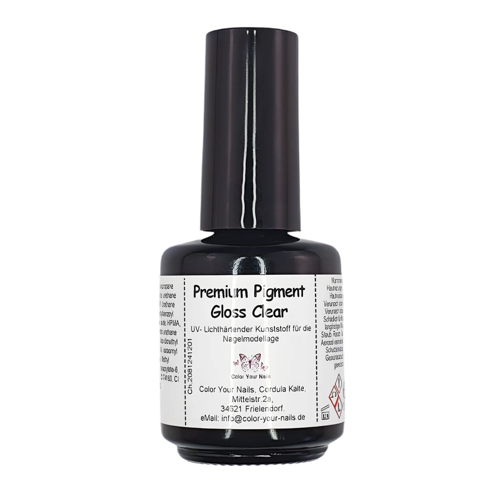 15g Premium Pigment Gloss Clear UV-Gel, Verarbeitung von Pigment, Pinselflasche - Bild 1 von 1