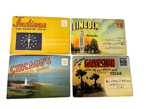 Lot of 4 Vintage Texas, Chicago, Indiana, Nebraska Fold Out Postcards - Picture 1 of 12
