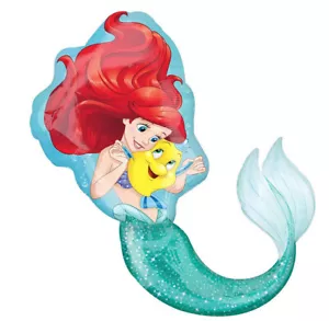 ARIEL LITTLE MERMAID Happy Birthday Super Shape Mylar Foil Helium Balloon 28x34" - Picture 1 of 1