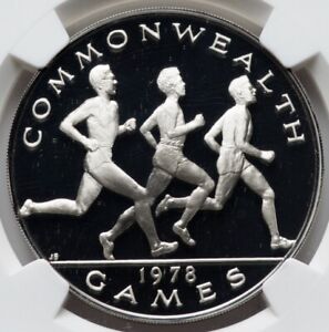 1978 Samoa Commonwealth Games NGC Proof Ultra Cameo British 1 Oz Silver Coin