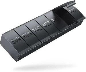 Pill Organizer Large 7 Day Pill Case for Big Vitamin Supplements Fish Oil Black - Picture 1 of 6