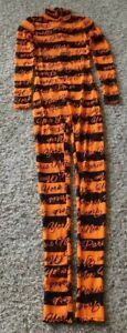 New NWOT Small S Orange Black Stripe New York Paris Long Sleeve Catsuit Cat Suit