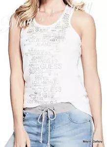GUESS Jeans Foil Glitter Tank T-shirt Tee T shirt Top Blouse NWT XS,S,M,L,XL - Picture 1 of 3