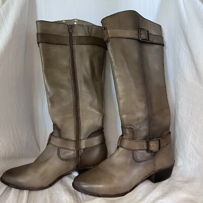 GB-GIANNI BINI Taupe WOMENS Leather knee high BOOTS SIZE 8M  - Image 1 of 4