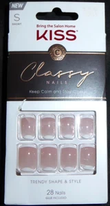 NEU KISS BEIGE SQUOVAL FRENCH MANIKÜRE ZUM AUFKLEBEN 28 NÄGEL EDLE GRÖSSE KURZ - Bild 1 von 4