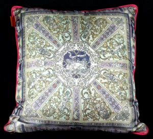 ETRO NWT Green & Multicolor Ornate Print Silk Decorative Pillow Cushion & Cover - Picture 1 of 13