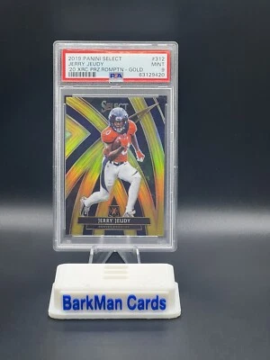2019 Panini Select GOLD PRIZM XRC Jerry Jeudy Rookie 10/10 JERSEY MATCH PSA 9 - Image 1 of 2
