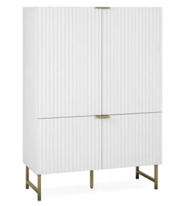 Highboard Kommode Wohnzimmerschrank | weiß/gold matt 100cm | Soft-Close Funktion - Bild 1 von 11