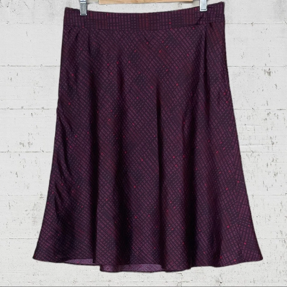 Falda MARTIN + OSA Granate Rojo Geométrica 100% Seda Hasta la Rodilla Línea A Talla 10 Foto 1 de 4