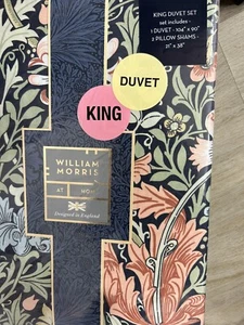 NWT WILLIAM MORRIS FLORAL COMPTON NIGHT GARDEN KING SHAMS DUVET COVER SET RARE - Picture 1 of 2