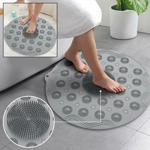 Foot Massage Shower Mat Non Slip Round Bathroom Suction Cups Bath PVC Rubber UK - Picture 1 of 12